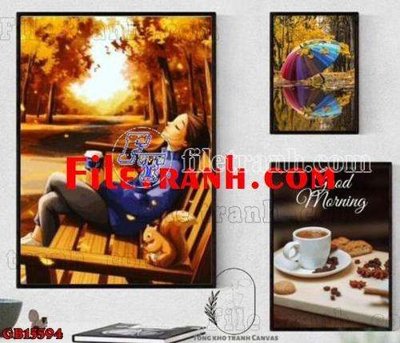 File tranh File gốc in bộ tranh decor treo tráng gương canvas GB15594 (ảnh gốc) độc quyền