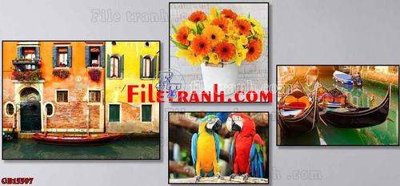 File gốc File gốc in bộ tranh decor treo tráng gương canvas GB15597 (in lụa) chi tiết cao