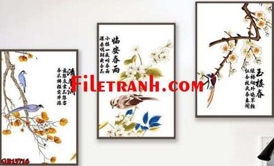 Ảnh gốc File gốc in bộ tranh decor treo tráng gương canvas GB15716 (nét căng) in mica