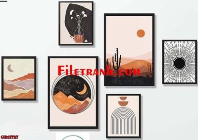 File PSD in ấn File gốc in bộ tranh decor treo tráng gương canvas GB15727 (chất lượng cao)