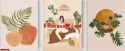 File gốc File gốc in bộ tranh decor treo tráng gương canvas GB16005 (in lụa) cao cấp