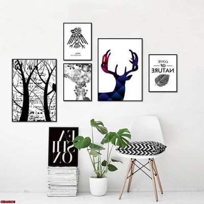 File gốc File gốc in bộ tranh decor treo tráng gương canvas GB16208 (in lụa) tranh mã đáo