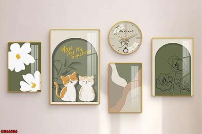 File tranh PSD File gốc in bộ tranh decor treo tráng gương canvas GB16386 chất lượng cao