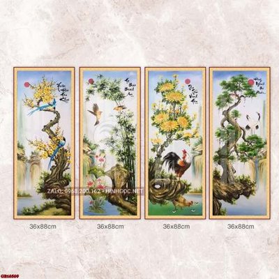 File gốc in ấn File gốc in bộ tranh decor treo tráng gương canvas GB16569 chuẩn màu CMYK