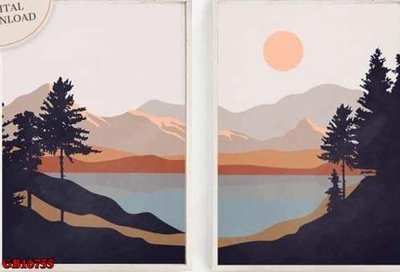 Download file gốc File gốc in bộ tranh decor treo tráng gương canvas GB16755 (in mica) 3D