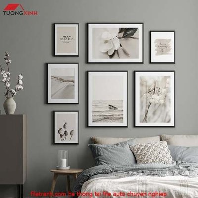 File gốc File gốc in bộ tranh decor treo tráng gương canvas GB18031 (in lụa) hoa văn cổ điển