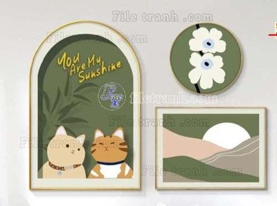 File tranh File gốc in bộ tranh decor treo tráng gương canvas GB20261 (bản gốc) in lụa 5D