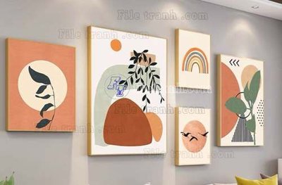File gốc File gốc in bộ tranh decor treo tráng gương canvas GB20315 (in lụa) cao cấp