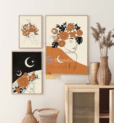 File tranh File gốc in bộ tranh decor treo tráng gương canvas GB20452 (gốc) in vải canvas