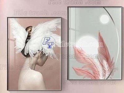 File tranh File gốc in bộ tranh decor treo tráng gương canvas GB20500 (ảnh gốc) in trần 3D