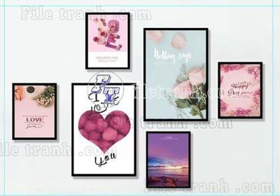 File tranh File gốc in bộ tranh decor treo tráng gương canvas GB20508 (bản gốc) in lụa 5D