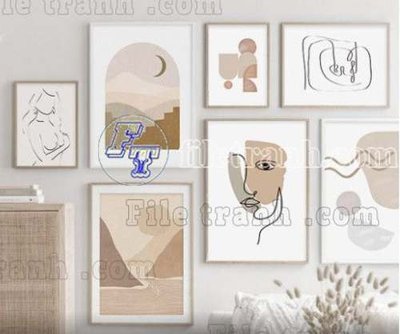 File tranh File gốc in bộ tranh decor treo tráng gương canvas GB20511 (gốc) in trên kính