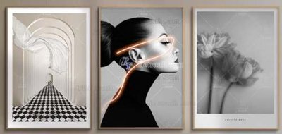 File tranh File gốc in bộ tranh decor treo tráng gương canvas GB20524 (bản gốc) in lụa dán tường