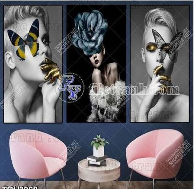 File tranh File gốc in bộ tranh decor treo tráng gương canvas GB20586 (ảnh gốc) in trần xuyên sáng