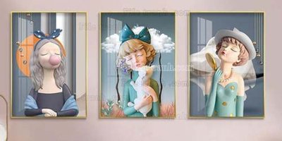 File tranh File gốc in bộ tranh decor treo tráng gương canvas GB20748 (bản gốc) trang trí văn phòng