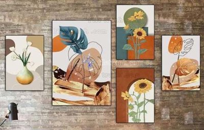 File tranh File gốc in bộ tranh decor treo tráng gương canvas GB20750 (ảnh gốc) in trần 3D