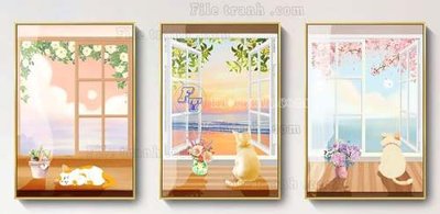 Tải file File gốc in bộ tranh decor treo tráng gương canvas GB20754 (gốc) làm tranh trang trí