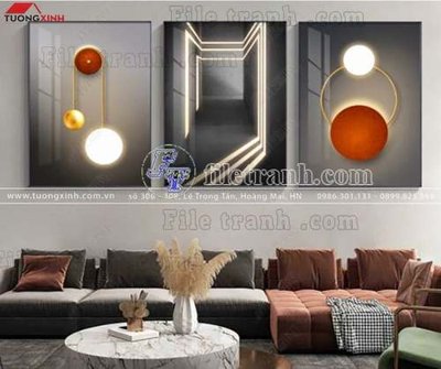 File tranh File gốc in bộ tranh decor treo tráng gương canvas GB20818 (bản gốc) in lụa 3D