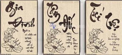 File gốc File gốc in bộ tranh decor treo tráng gương canvas GB21244 (in lụa) hoa văn cổ điển