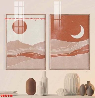 File gốc File gốc in bộ tranh decor treo tráng gương canvas GB22138 (in lụa) tranh mã đáo