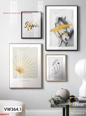 File tranh File gốc in bộ tranh decor treo tráng gương canvas GB22315 (file gốc) chuẩn màu in
