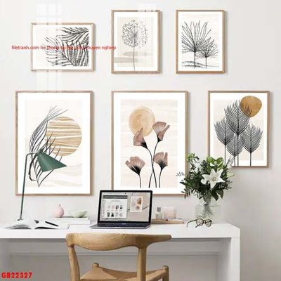 File tranh trang trí File gốc in bộ tranh decor treo tráng gương canvas GB22327 (file gốc)