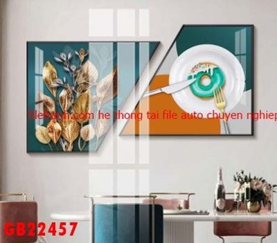 File in trần File gốc in bộ tranh decor treo tráng gương canvas GB22457 (file gốc) hoa văn 3D
