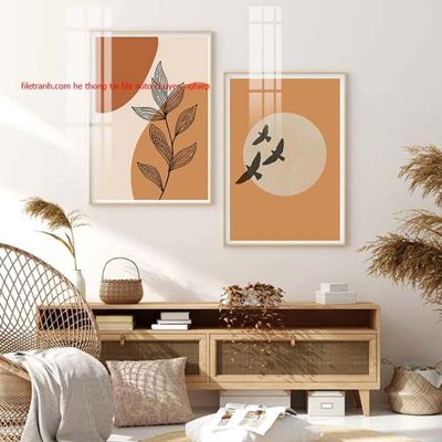 File gốc File gốc in bộ tranh decor treo tráng gương canvas GB22503 (in lụa) cao cấp