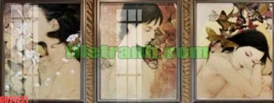 Hình ảnh file gốc in trần nhà File gốc in bộ tranh decor treo tráng gương canvas GB24221