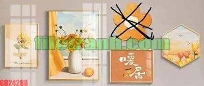 File gốc File gốc in bộ tranh decor treo tráng gương canvas GB24288 (in mica) trang trí