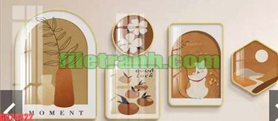 Tải file File gốc in bộ tranh decor treo tráng gương canvas GB24322 (gốc) chủ đề phong thủy