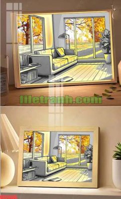 File tranh quảng cáo File gốc in bộ tranh decor treo tráng gương canvas GB24400 (download file gốc)