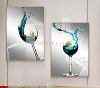Tải file File gốc in bộ tranh decor treo tráng gương canvas GB25108 (gốc) chủ đề hoa sen