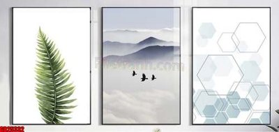 File tranh gốc in trần nhà File gốc in bộ tranh decor treo tráng gương canvas GB25332 3D