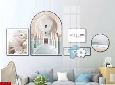 Ảnh gốc File gốc in bộ tranh decor treo tráng gương canvas GB26025 (nét căng) in mica