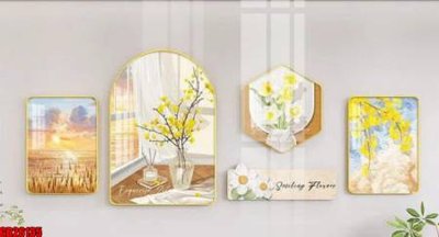 Ảnh gốc File gốc in bộ tranh decor treo tráng gương canvas GB26135 (độ nét cao) in tráng gương