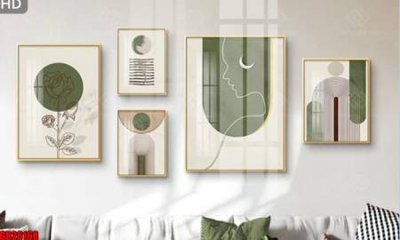 Ảnh gốc File gốc in bộ tranh decor treo tráng gương canvas GB26168 (nét căng) in mica