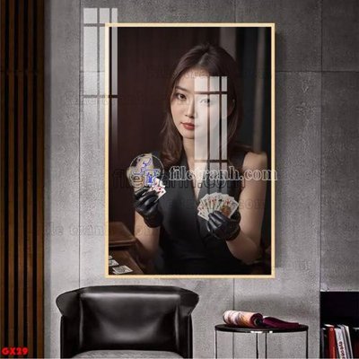 File gốc File tranh gái xinh đánh bida bi-a BILLARD GX29 (in tráng gương) ốp tường
