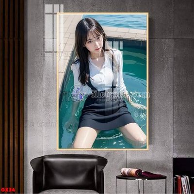 File ảnh File tranh gái xinh đánh bida bi-a BILLARD GX34 (gốc) cho trang trí nội thất