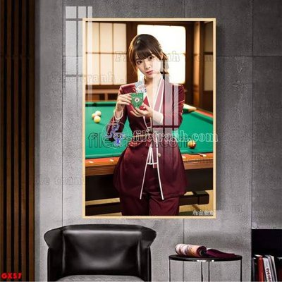 File gốc File tranh gái xinh đánh bida bi-a BILLARD GX57 (ảnh chi tiết) để in lụa
