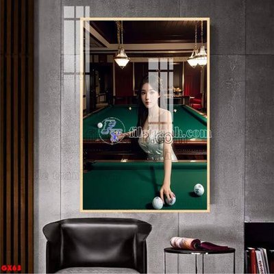 Ảnh mô tả file gốc in mica File tranh gái xinh đánh bida bi-a BILLARD GX63