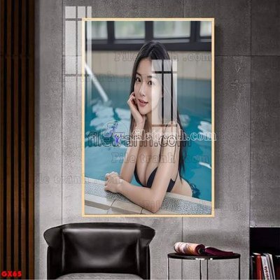 File tranh in trần 3D File tranh gái xinh đánh bida bi-a BILLARD GX65 (ảnh gốc)