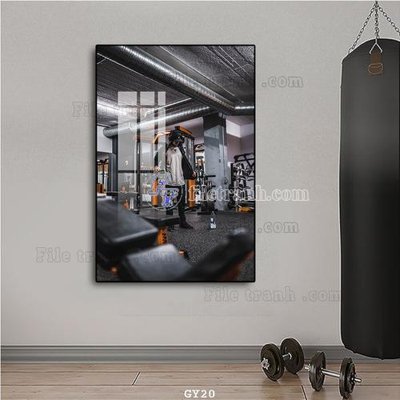 Download file gốc File tranh treo phòng gym GYM20 (in lụa) hoa lá