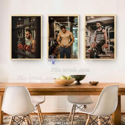 File in mica File tranh treo phòng gym GYM269 (bản gốc) làm vách ngăn