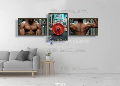 File tranh in trần 3D File tranh treo phòng gym GYM282 (ảnh gốc)
