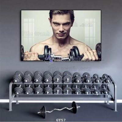 File tranh in trần 3D File tranh treo phòng gym GYM57 (ảnh gốc)