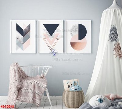 File tranh File tranh bộ hiện đại HD10018 (bản gốc) in lụa dán tường