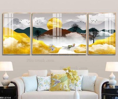 File gốc in mica File tranh hiện đại pha lê gương HD12316 chất lượng