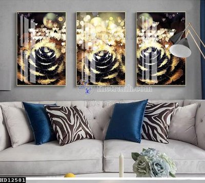 File gốc File tranh hiện đại pha lê gương HD12581 (in lụa) hoa văn cổ điển