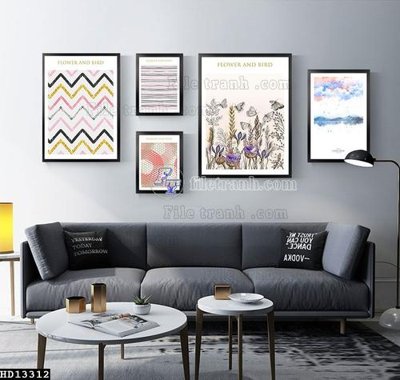 File in ấn File tranh hiện đại pha lê gương HD13312 chuyên nghiệp
